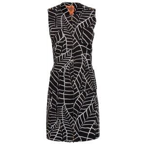 TORY BURCH Brown & White Leaf Print Zip-Up Corduroy Shift Dress, Size 4